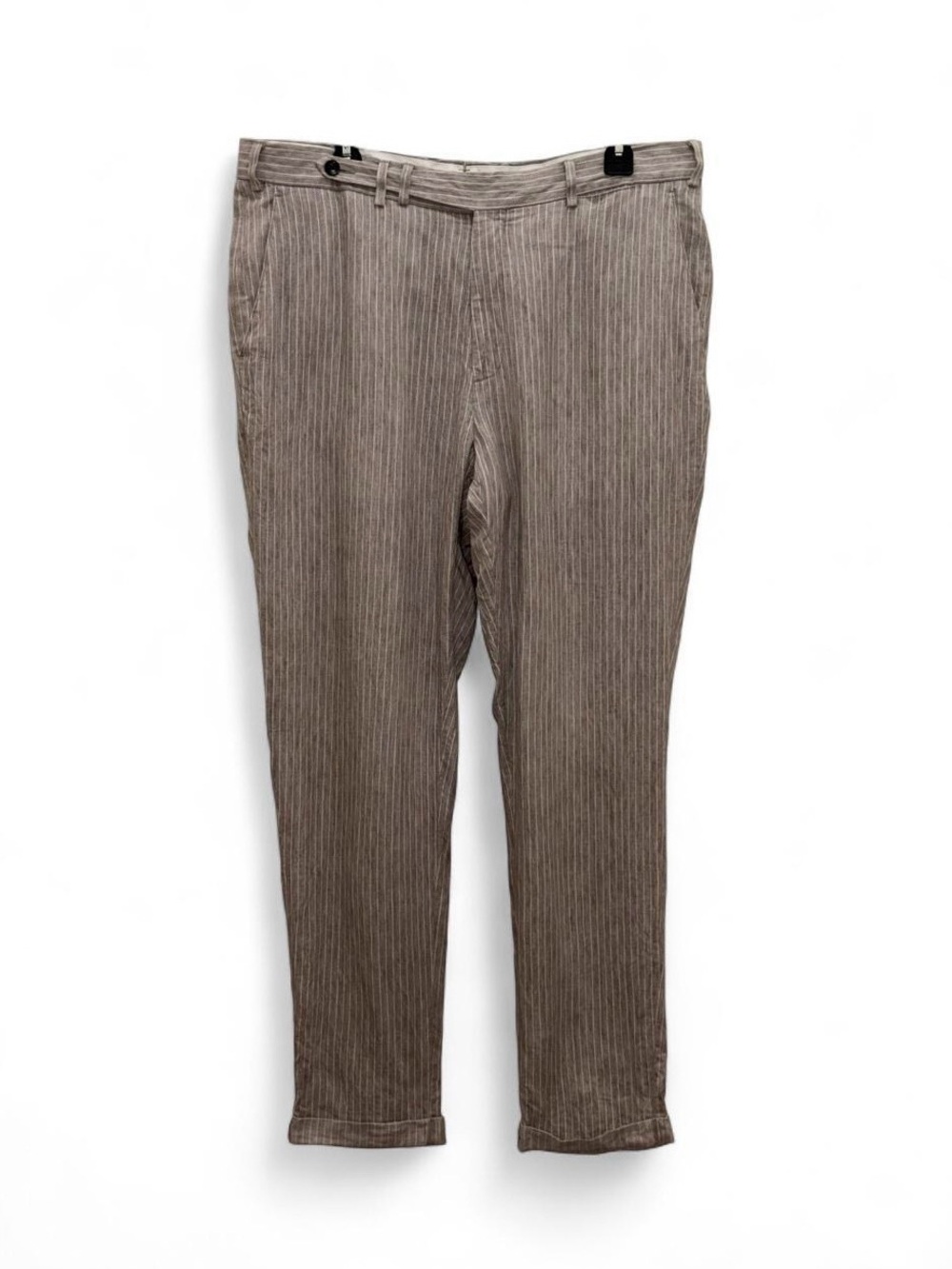 Suitsupply Striped Tan/White Pure Italian Linen Blake Slim Fit Pants Size 36
